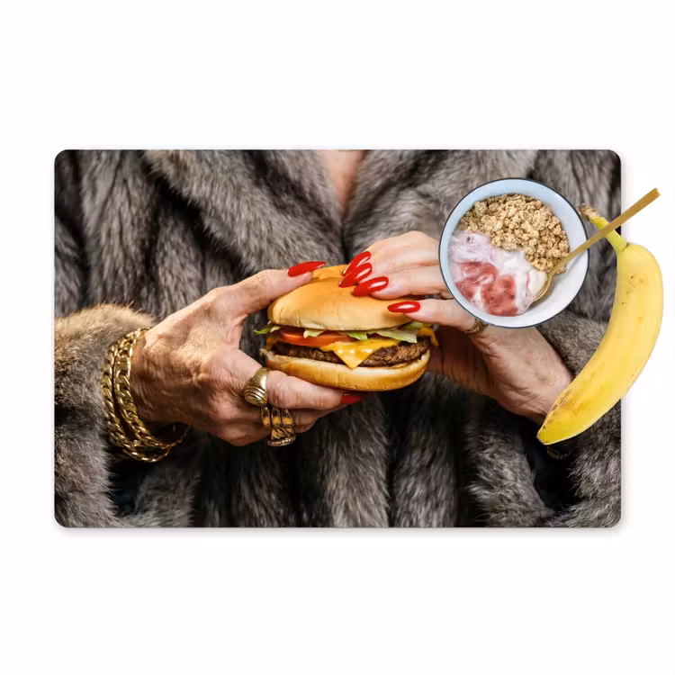 Placemat - 6 stuks - Vrouw - Hamburger - Bontjas — 1