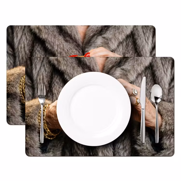 Placemat - 6 stuks - Vrouw - Hamburger - Bontjas — 2