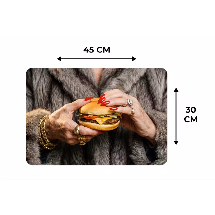 Placemat - 6 stuks - Vrouw - Hamburger - Bontjas — 3