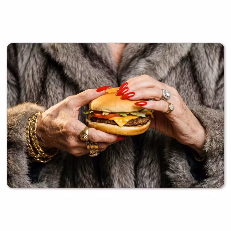 Placemat - 6 stuks - Vrouw - Hamburger - Bontjas — 7