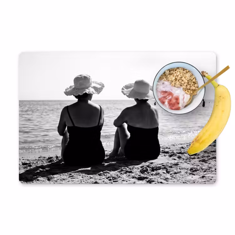 Placemat - 6 stuks - Vrouwen - Zonnehoed - Strand - Zwart - Wit — 1