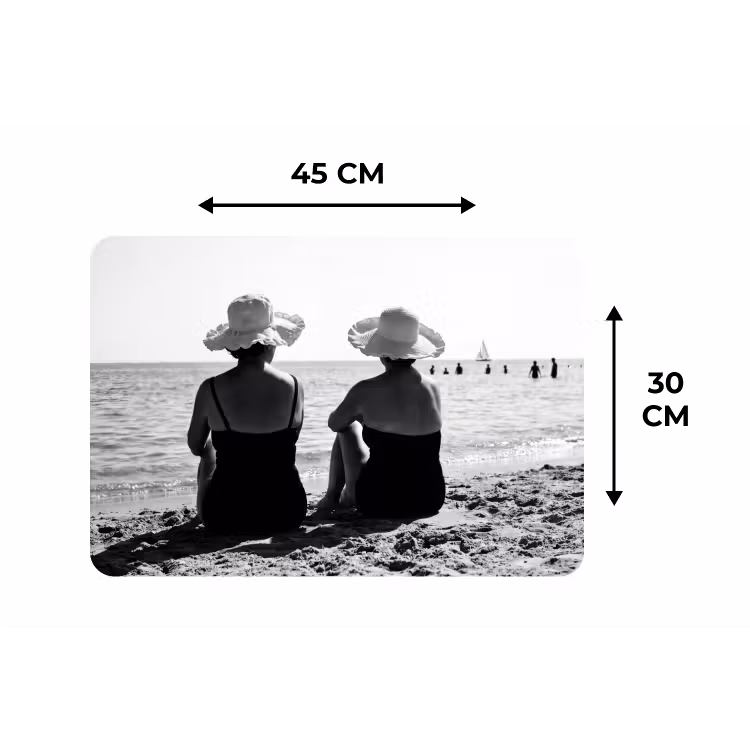 Placemat - 6 stuks - Vrouwen - Zonnehoed - Strand - Zwart - Wit — 3