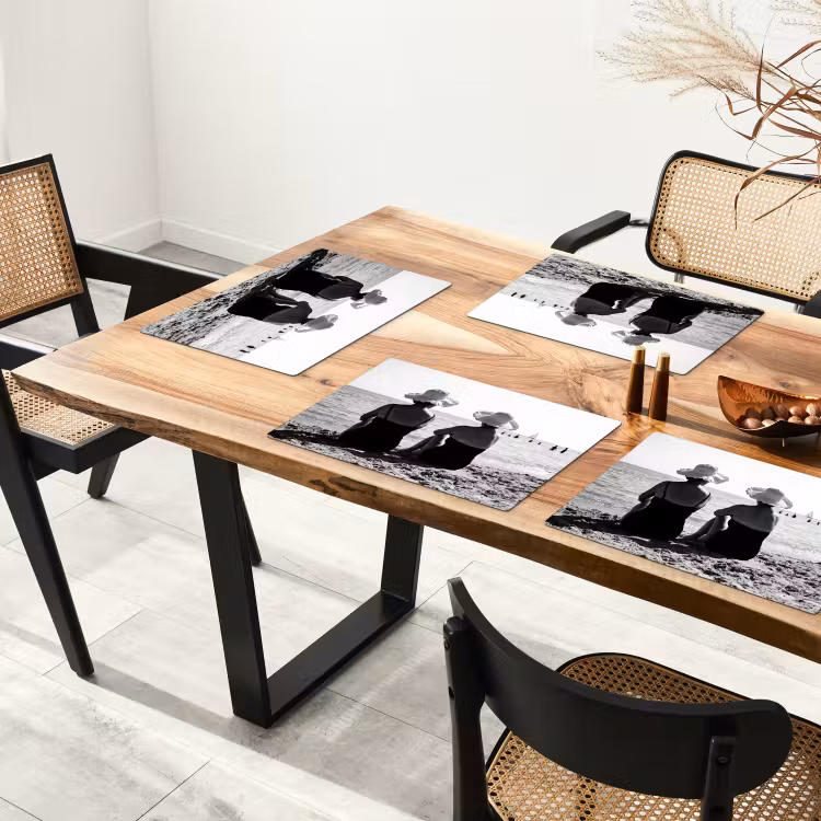 Placemat - 6 stuks - Vrouwen - Zonnehoed - Strand - Zwart - Wit — 5
