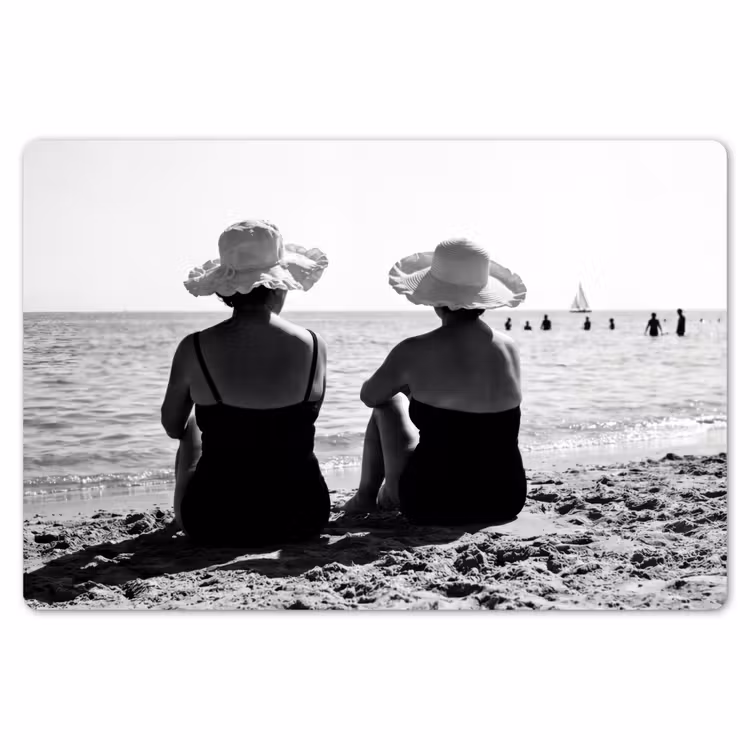 Placemat - 6 stuks - Vrouwen - Zonnehoed - Strand - Zwart - Wit — 7