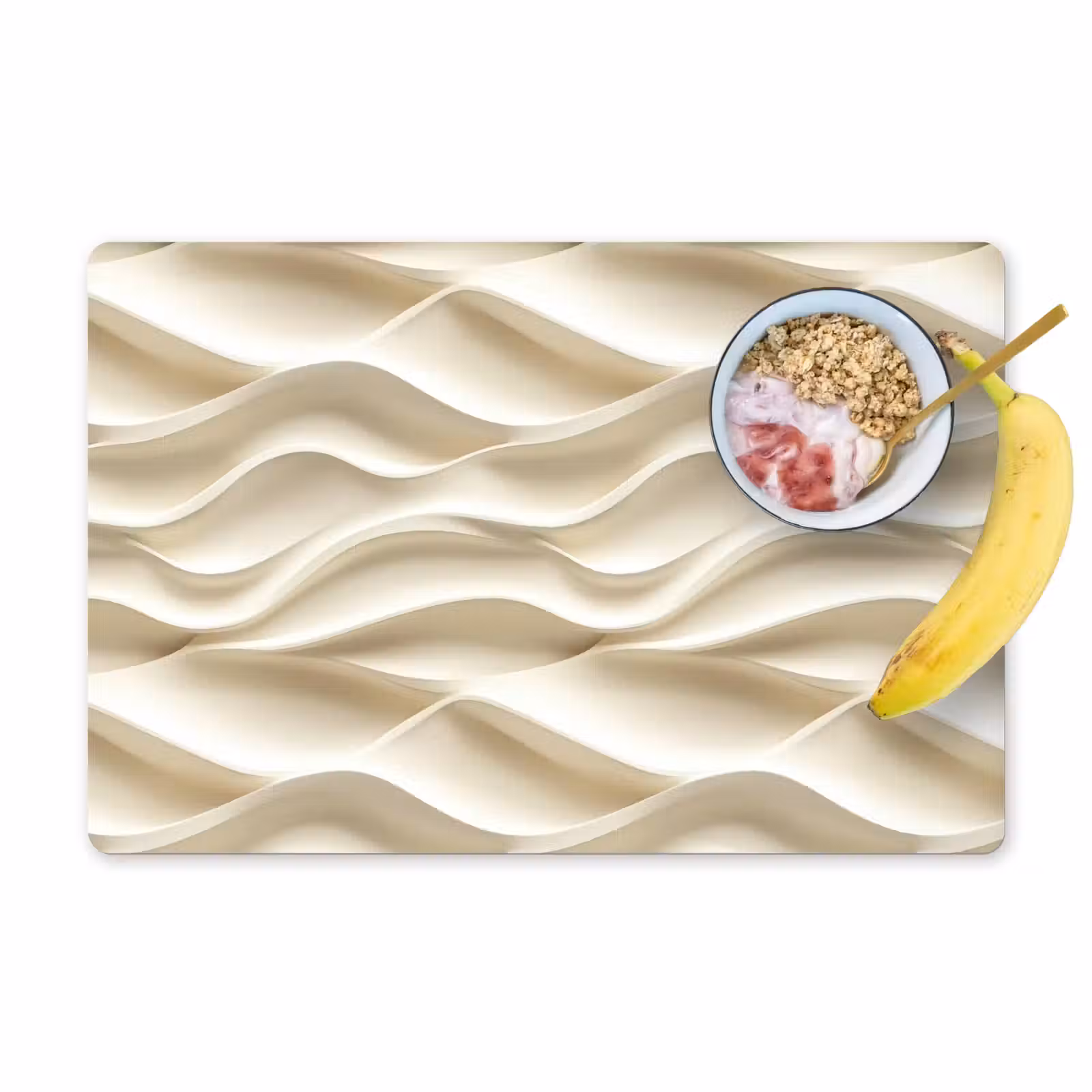 Placemat - 6 stuks - Lijnen - Golvend - Crème — 1