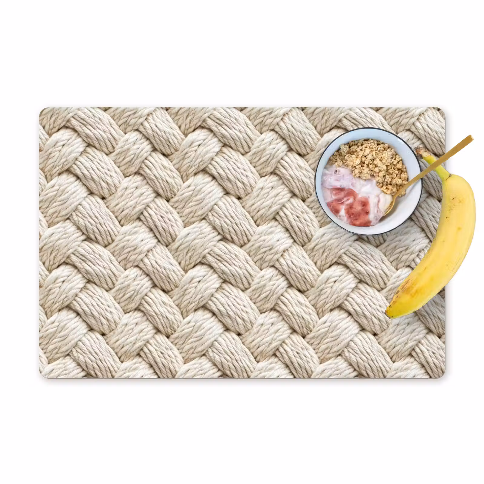 Placemat - 6 stuks - Touw - Gebreid - Beige — 1