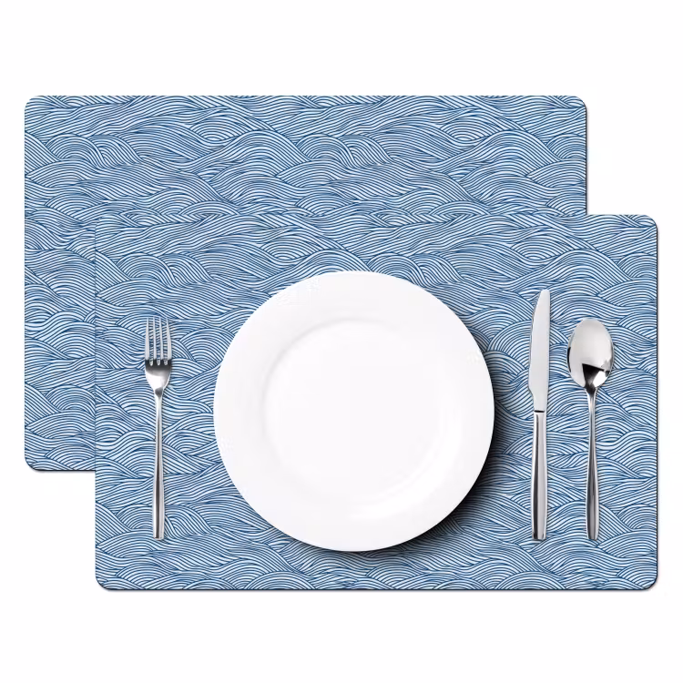 Placemat - 6 stuks - Golven - Ritmisch - Blauw — 2