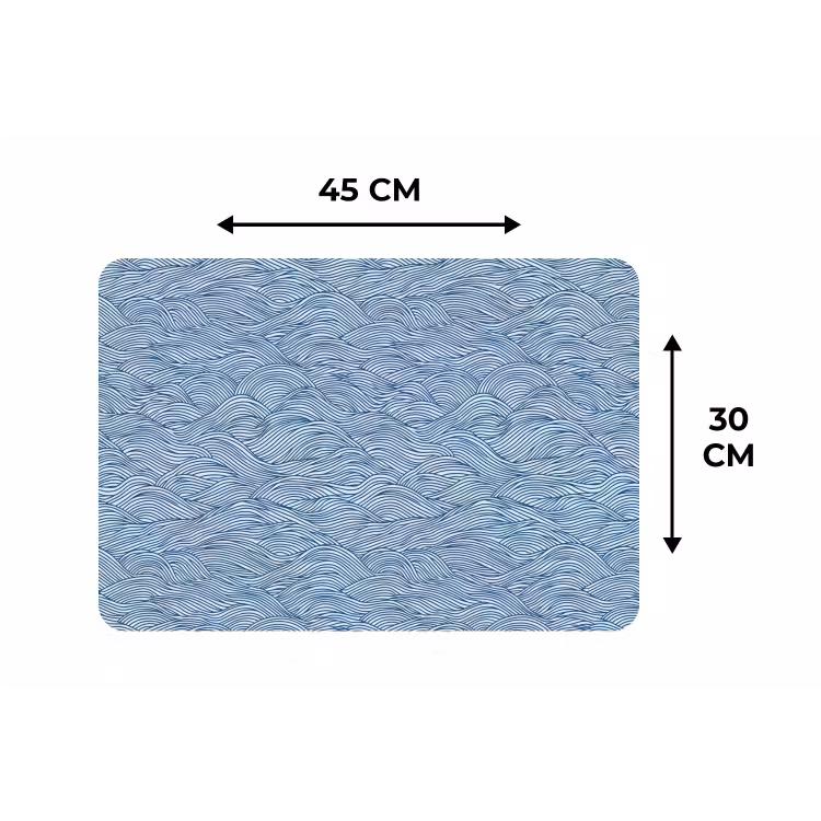 Placemat - 6 stuks - Golven - Ritmisch - Blauw — 3