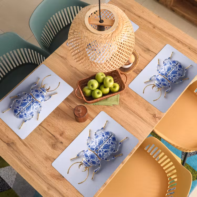 Placemat - 6 stuks - Kever - Delfts - Blauw - Goud — 6