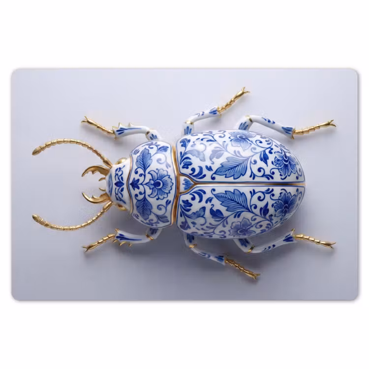 Placemat - 6 stuks - Kever - Delfts - Blauw - Goud — 7