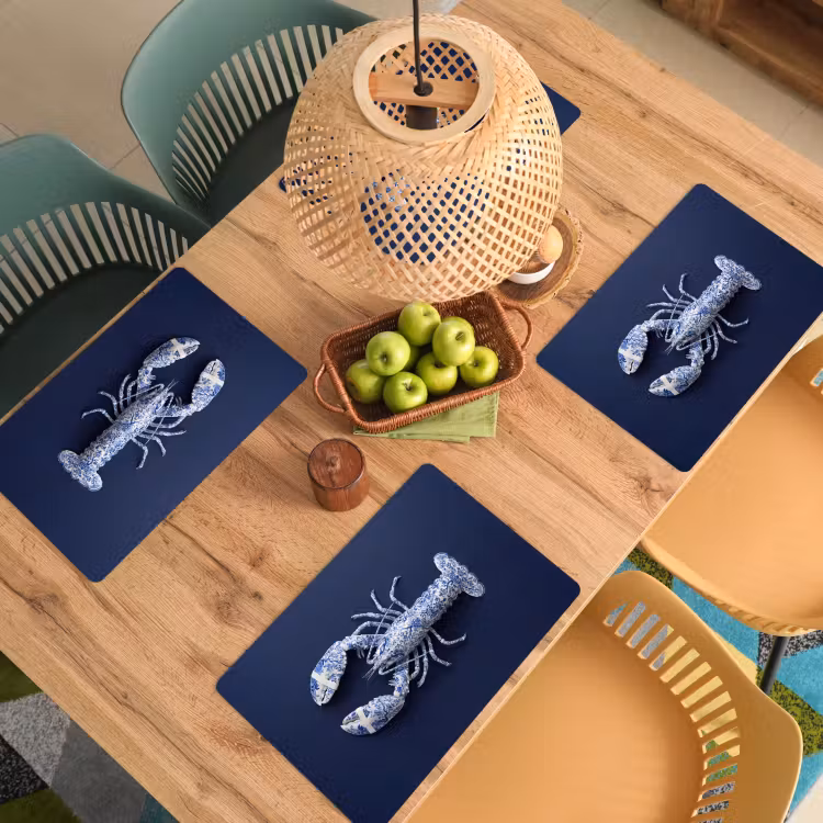 Placemat - 6 stuks - Kreeft - Porselein - Delfts - Blauw — 6