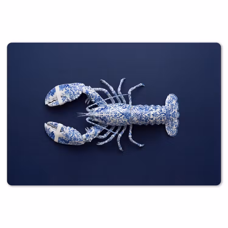 Placemat - 6 stuks - Kreeft - Porselein - Delfts - Blauw — 7