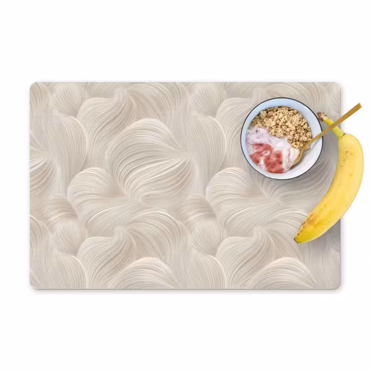 Placemat - 6 stuks - Lijnen - Waaier - Beige — 1