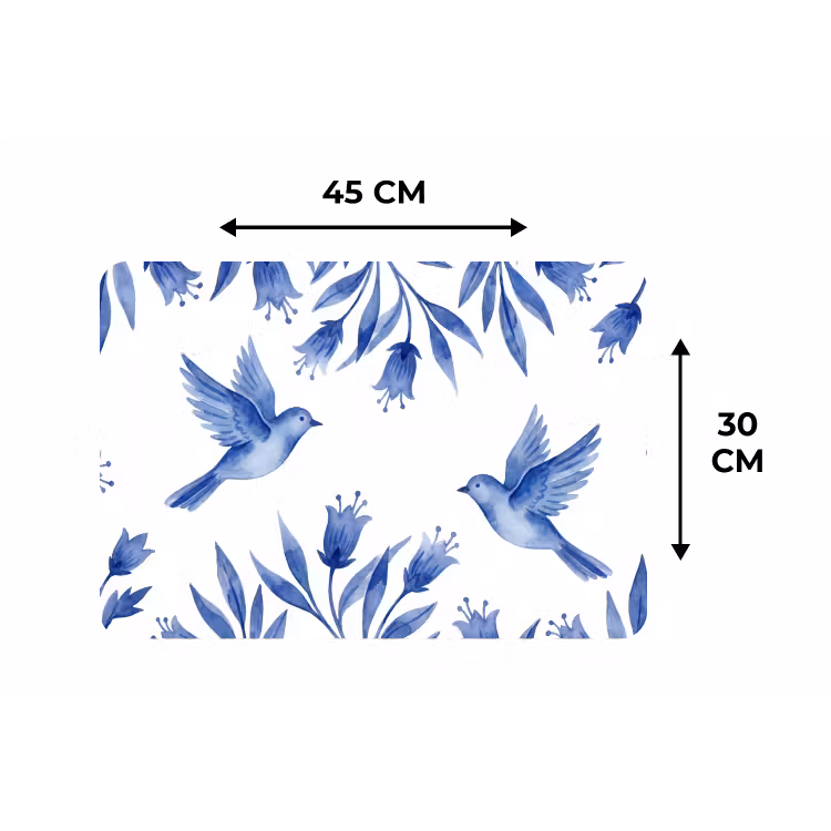 Placemat - 6 stuks - Modern - Vogels - Delfts - Blauw — 3
