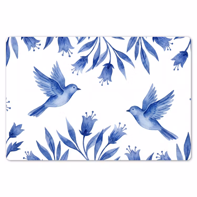 Placemat - 6 stuks - Modern - Vogels - Delfts - Blauw — 7