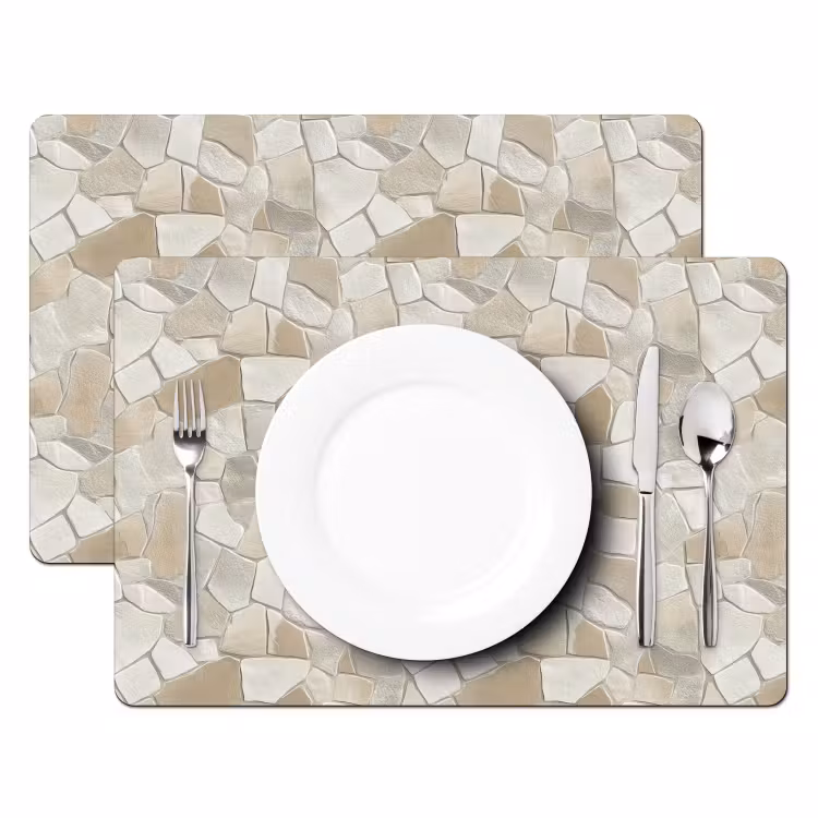 Placemat - 6 stuks - Mozaïek - Stenen - Beige — 2
