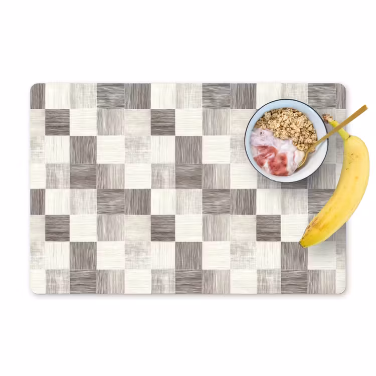 Placemat - 6 stuks - Patroon - Dambord - Houtnerf — 1