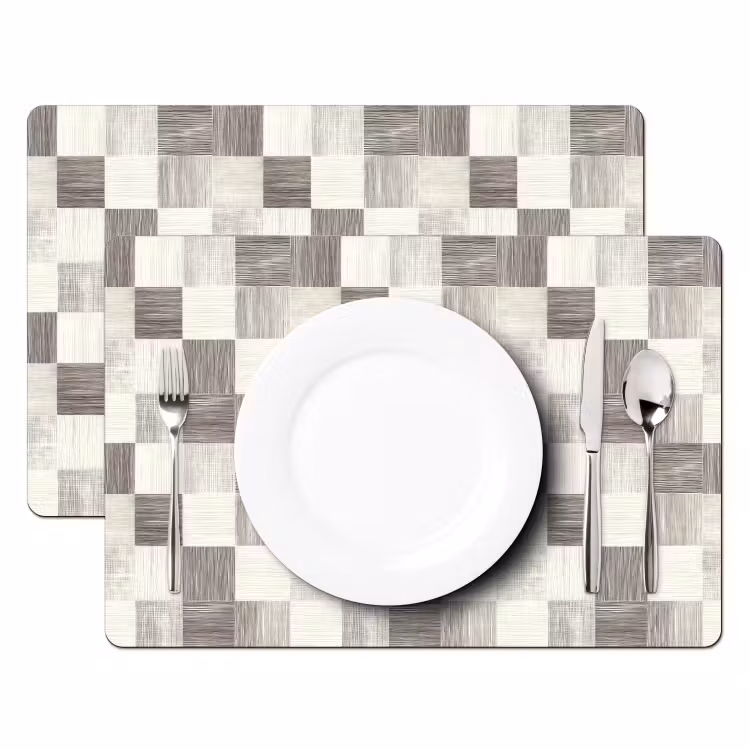 Placemat - 6 stuks - Patroon - Dambord - Houtnerf — 2