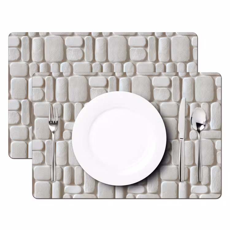Placemat - 6 stuks - Reliëf - Structuur - Wit — 2