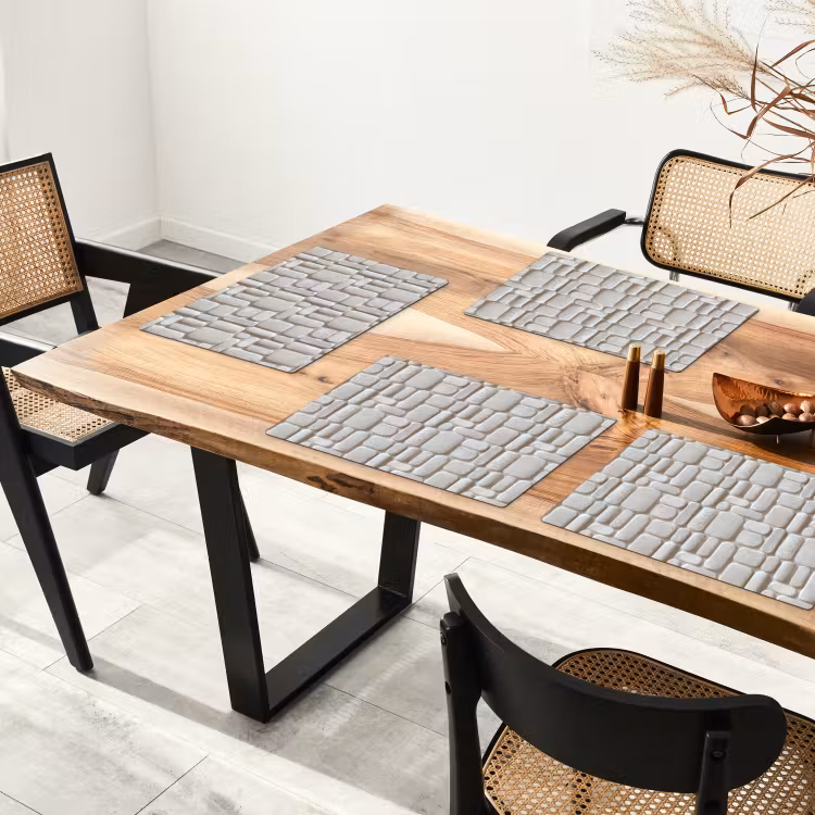 Placemat - 6 stuks - Reliëf - Structuur - Wit — 5