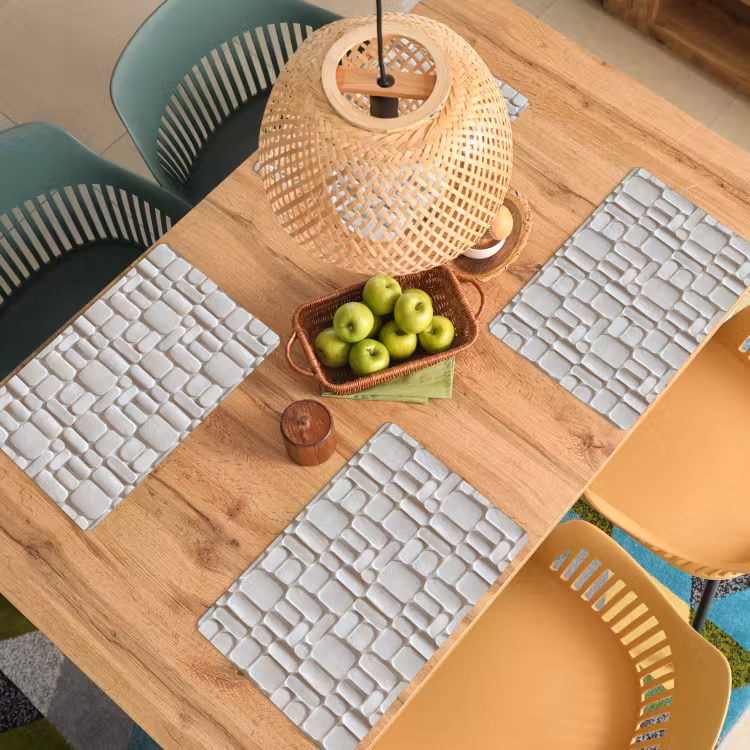 Placemat - 6 stuks - Reliëf - Structuur - Wit — 6