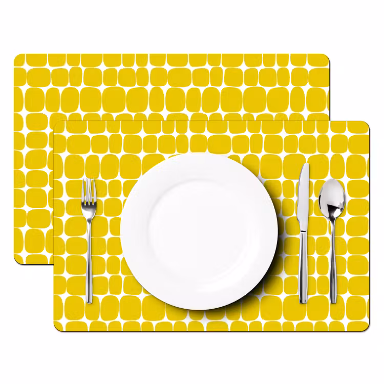 Placemat - 6 stuks - Stippen - Modern - Geel — 2