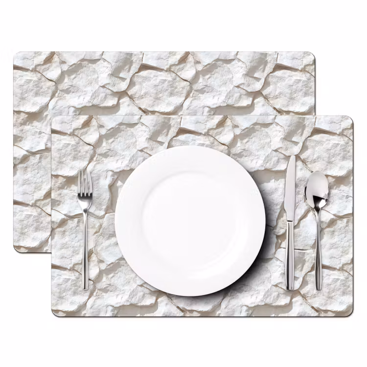 Placemat - 6 stuks - Structuur - Rots - Wit — 2