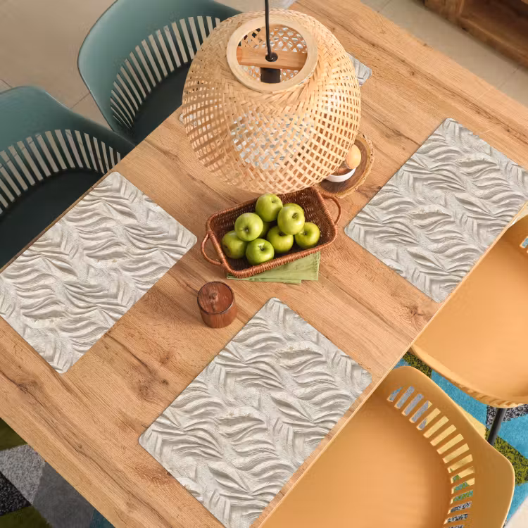 Placemat - 6 stuks - Textuur - Reliëf - Beige — 6
