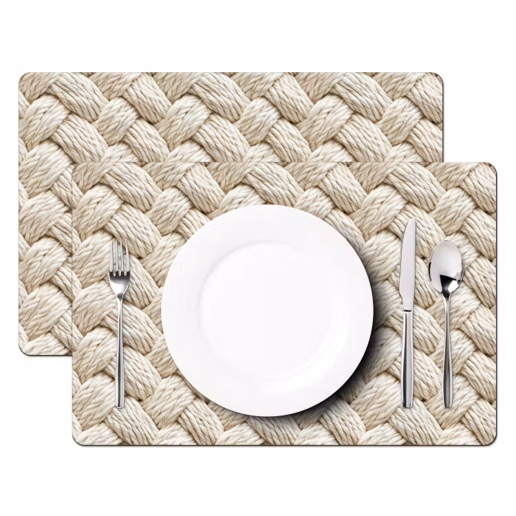 Placemat - 6 stuks - Touw - Gebreid - Beige — 2