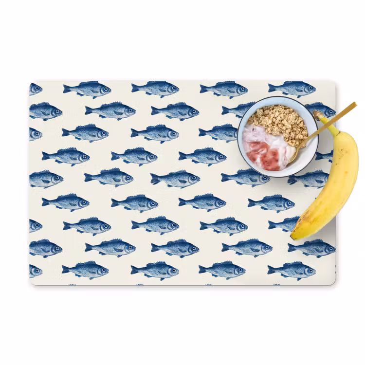 Placemat - 6 stuks - Vis - Patroon - Blauw — 1