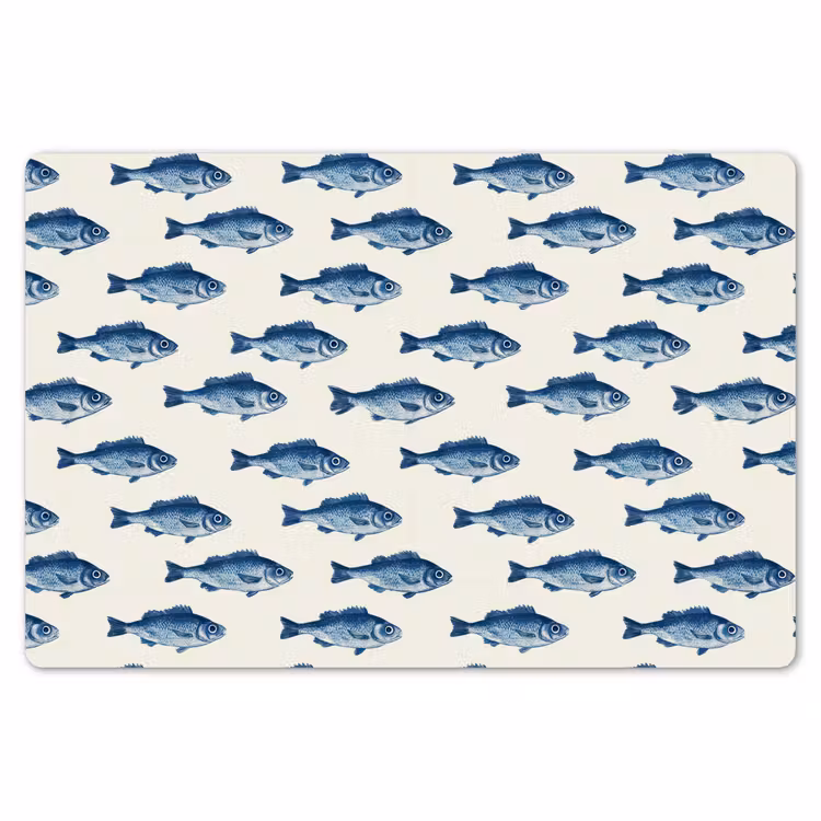Placemat - 6 stuks - Vis - Patroon - Blauw — 7