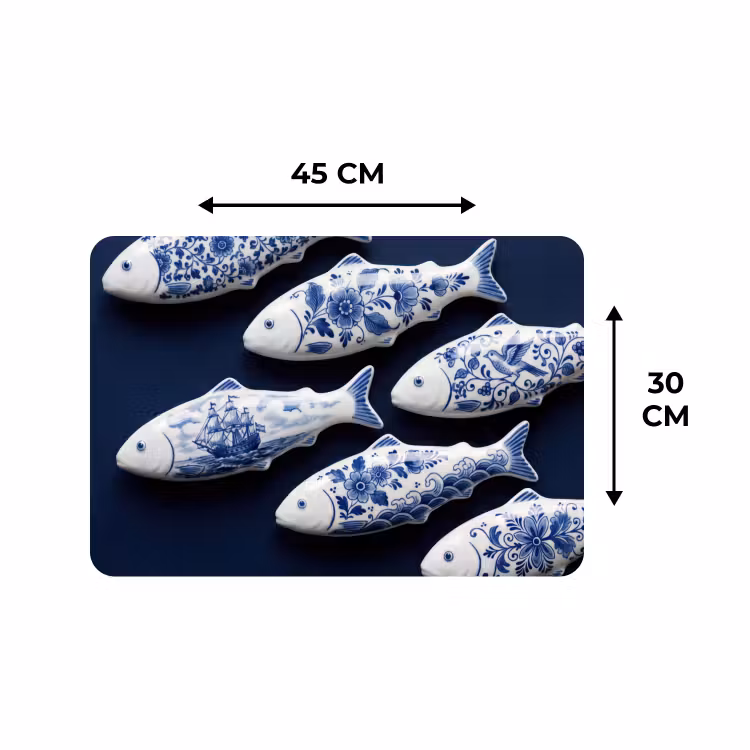 Placemat - 6 stuks - Vissen - Delfts - Blauw - Keramiek — 3