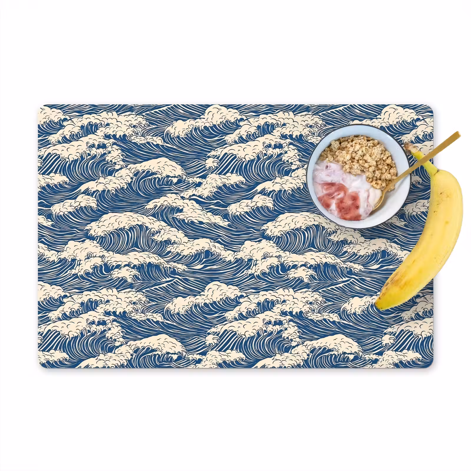 Placemat - 6 stuks - Golven - Klassiek - Blauw — 1