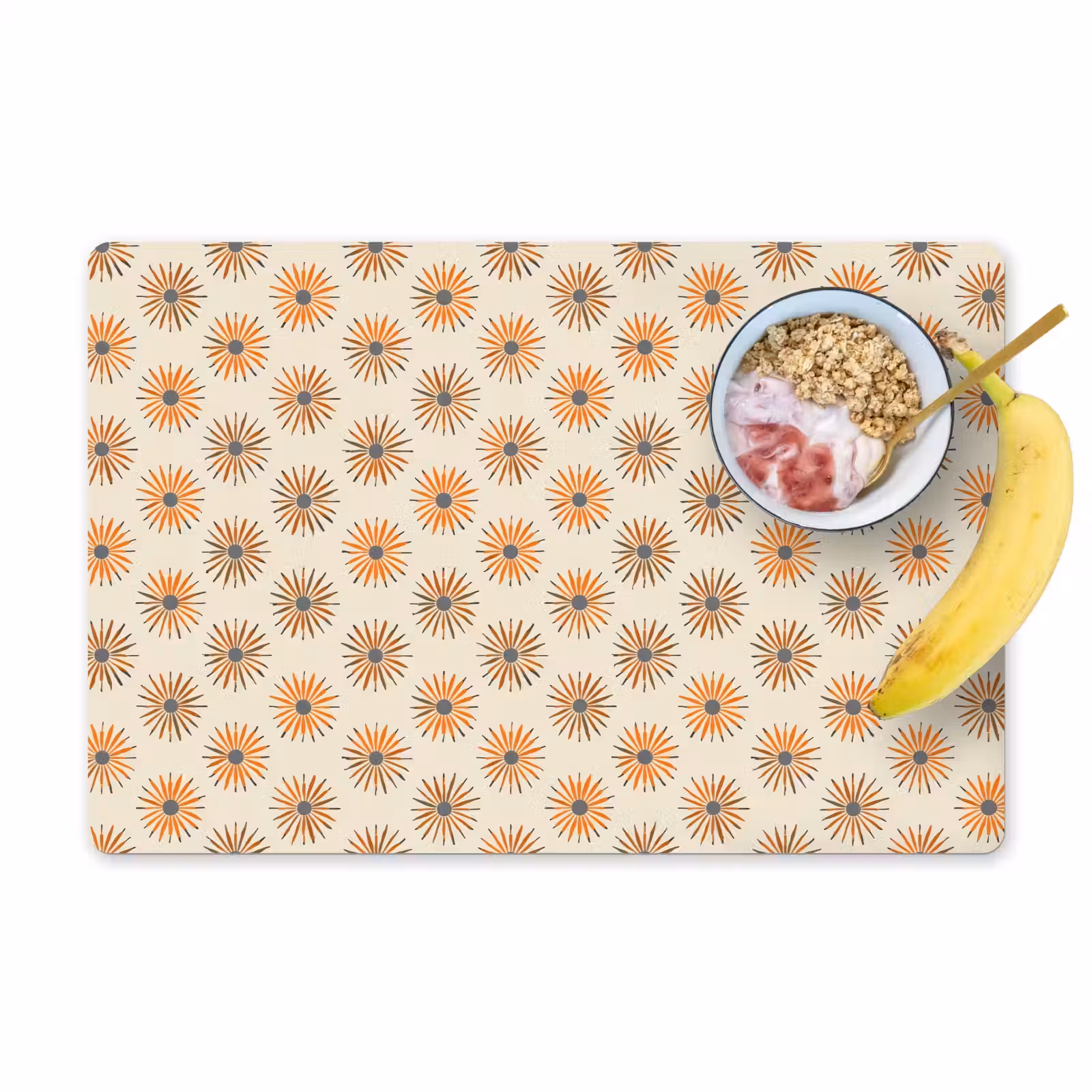 Placemat - 6 stuks - Madelief - Patroon - Oranje — 1