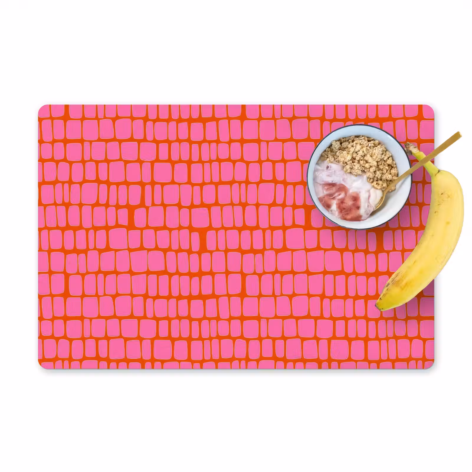 Placemat - 6 stuks - Organisch - Raster - Roze — 1