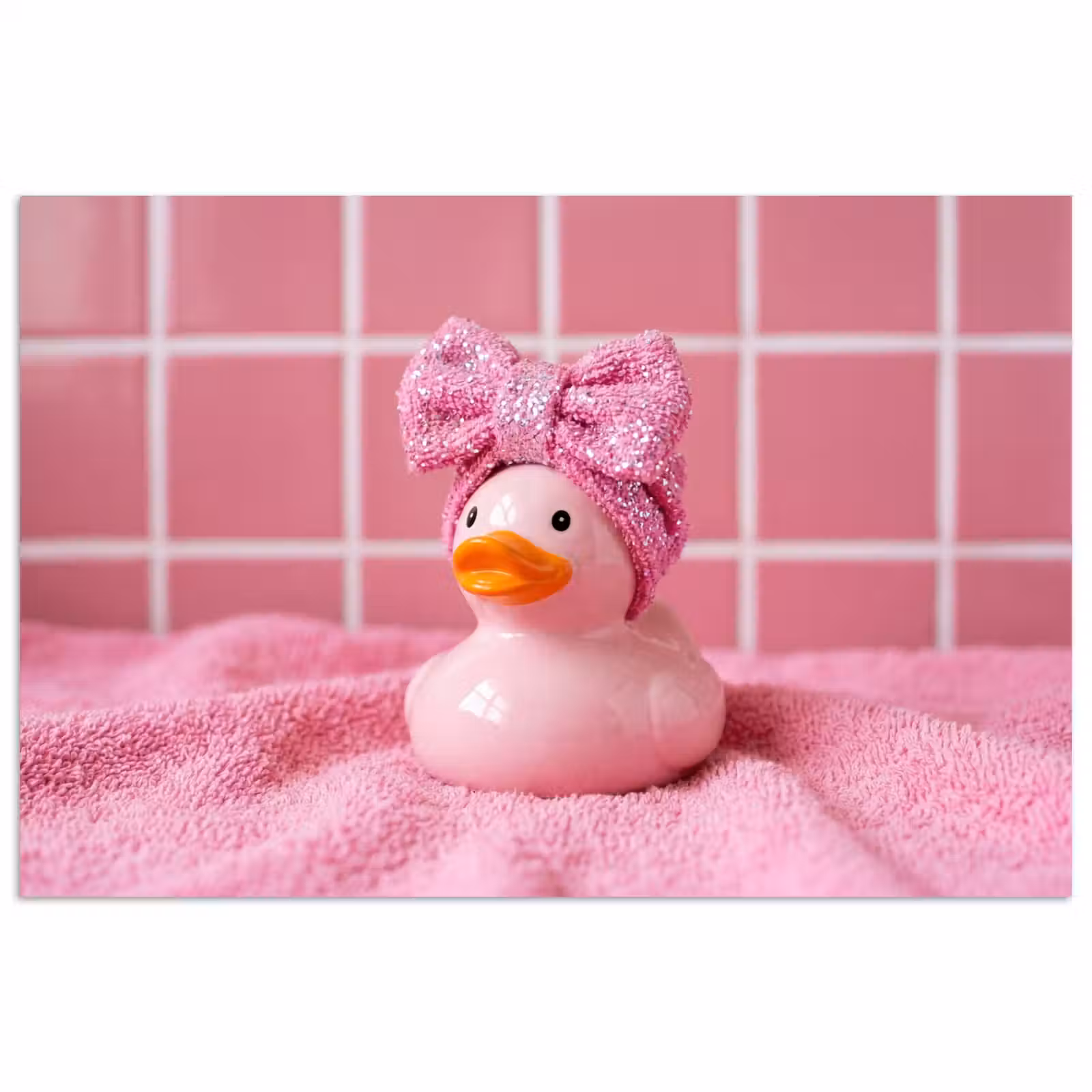 Poster - Badeend -Strik - Roze — 1