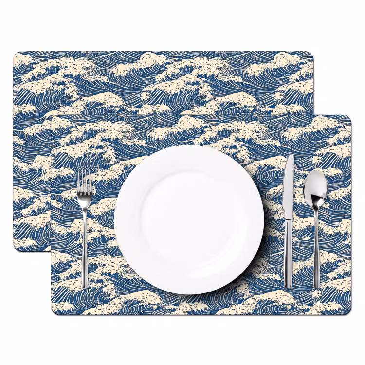 Placemat - 6 stuks - Golven - Klassiek - Blauw — 2