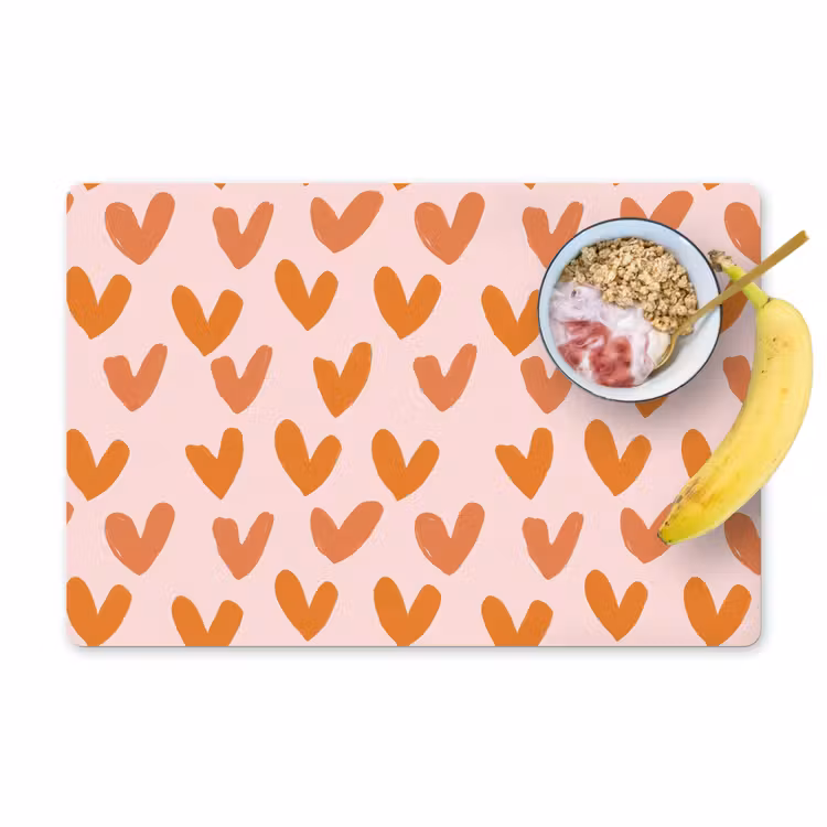 Placemat - 6 stuks - Hartjes - Getekend - Oranje — 1
