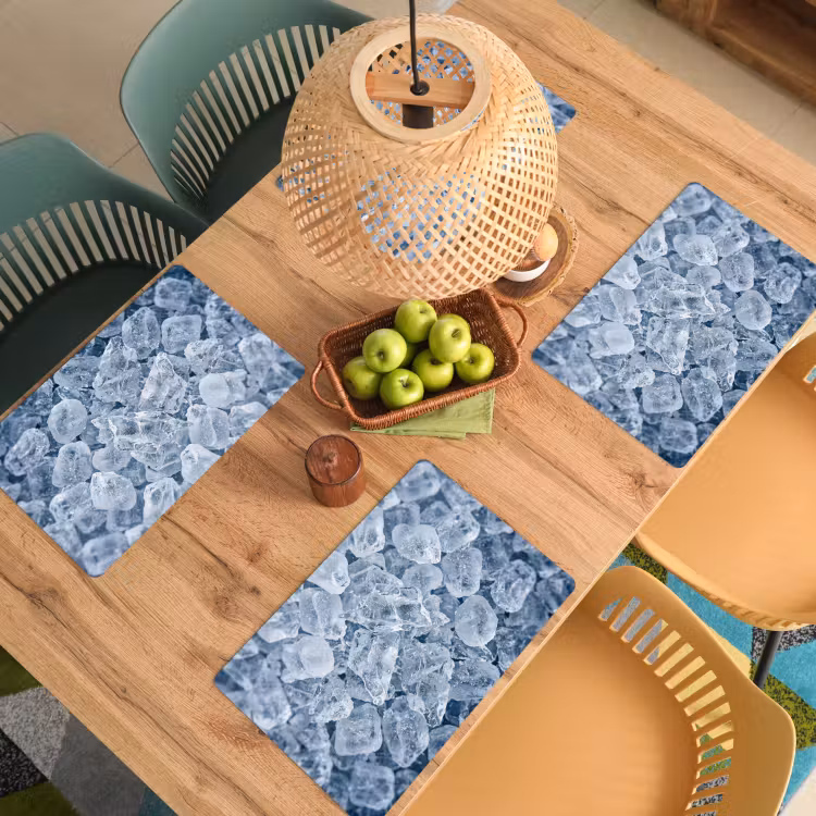 Placemat - 6 stuks - Ijsblokjes - Water - Blauw — 6