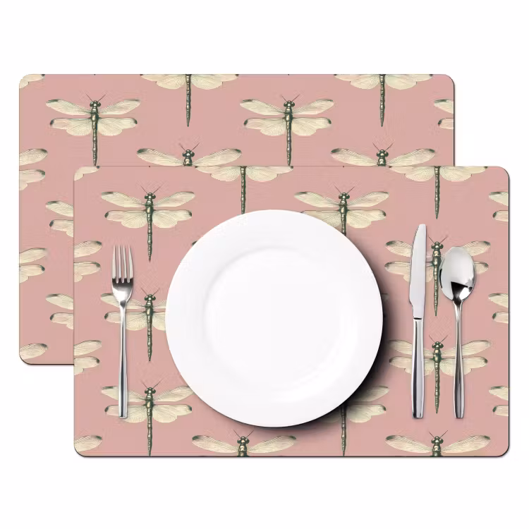 Placemat - 6 stuks - Lillibellen - Patroon - Roze — 2