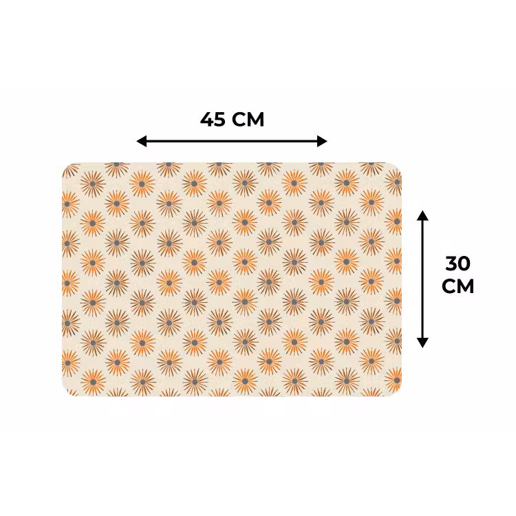 Placemat - 6 stuks - Madelief - Patroon - Oranje — 3