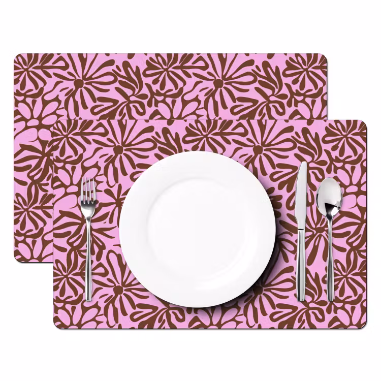 Placemat - 6 stuks - Organisch - Patroon - Roze — 2