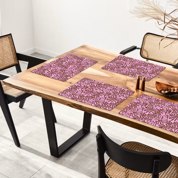 Placemat - 6 stuks - Organisch - Patroon - Roze — 5