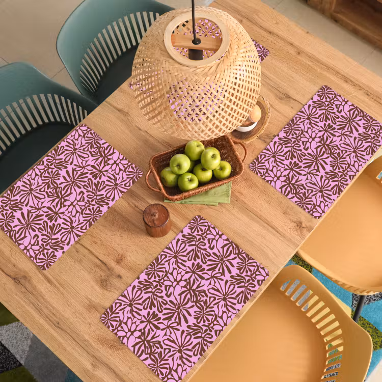Placemat - 6 stuks - Organisch - Patroon - Roze — 6