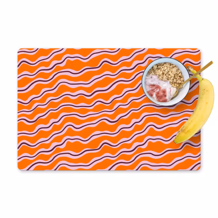 Placemat - 6 stuks - Retro - Golvend - Oranje — 1