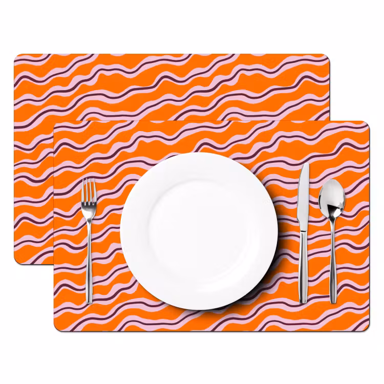 Placemat - 6 stuks - Retro - Golvend - Oranje — 2