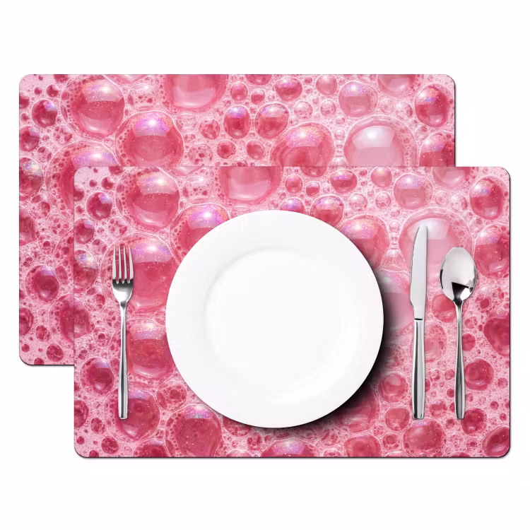 Placemat - 6 stuks - Roze - Schuim - Bubbels — 2