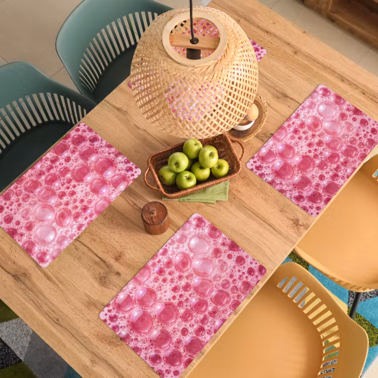 Placemat - 6 stuks - Roze - Schuim - Bubbels — 6
