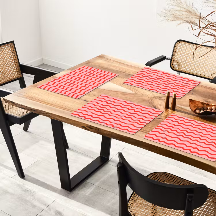 Placemat - 6 stuks - Speels - Patroon - Rood — 5
