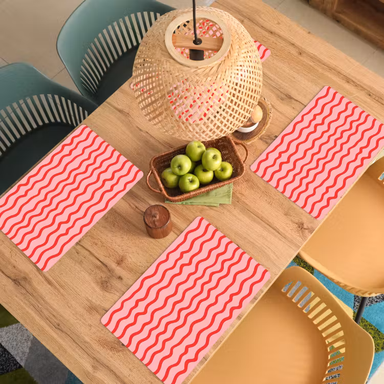 Placemat - 6 stuks - Speels - Patroon - Rood — 6